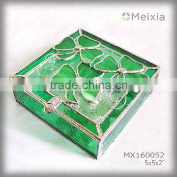 MX1600052 tiffany style stained glass shamrock jewelry gift boxes