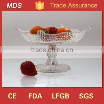 Popular clear glass square fruit plates with stand