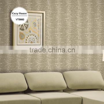 on sale deep embossed pvc coated wallpaper, brown oriental wide stripe wall decor for home deco , waterproof wall decor