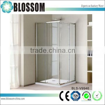 Square shape glass sliding door shower cubicle shower enclosure with tray