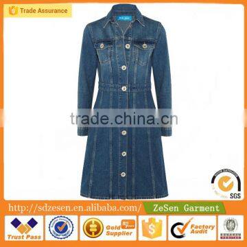 Customized Plus Size Women elegant Blue Denim Dresses Wholesale Clothing