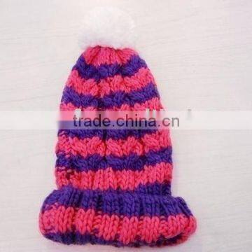fashion acrylic knitted hat with pompon