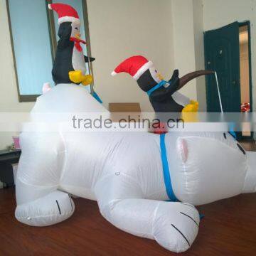 DJ-XT-48 Illuninate Inflatable Polar Bear With Fishing Penguins Outdoor Christmas Display photo-3