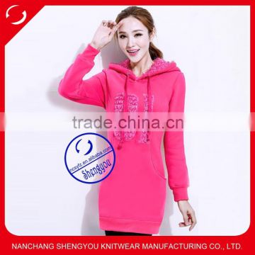 Custom printed pullover fashion wholesale enlongated hoodies women