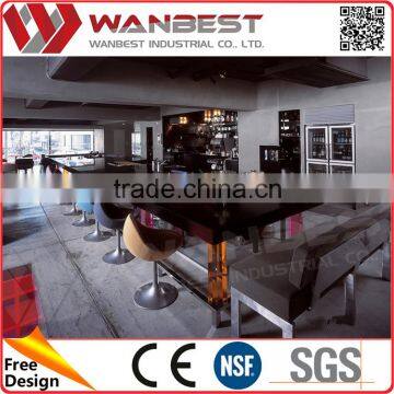 Straight Black Stainless Steel Bar Counter Decorating
