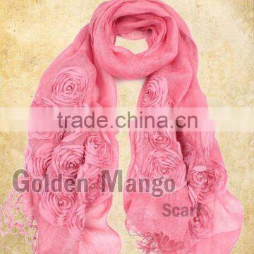 fashion 100% linen embroidery scarves