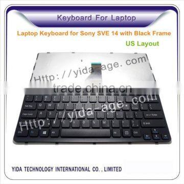Standard US Layout Laptop Keyboard for Sony SVE 14 With Black Frame
