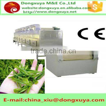 High capacity industrial tunnel microwave drying for green leaves