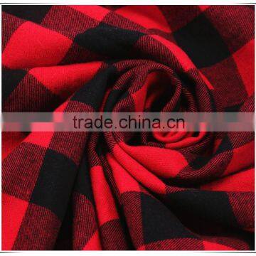 Red and black checks 100 cotton woven yarn dyed fabric, in stock