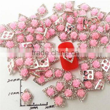 DIY new pink rose diamond rhinestone 3d nail art design nail charms