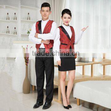 customized design top quanlity restaurant uniform hotel front office with vest