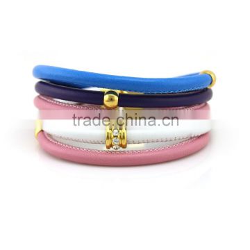 Mixed high-quality genuine sheep leather bracelet sheepskin stainless steel buckle bangle with gold plating