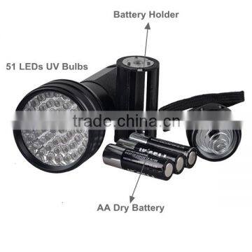 51 LED UV Light Bulb Flashlight 395nm Wavelength For Pet Urine Money Detector 51 395 UV With 3AAA Battery OEM ODM photo-5