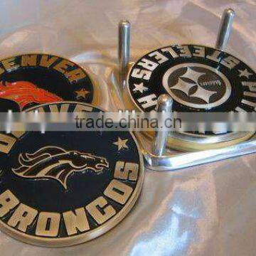 Custom high quality alloy coaster holder 4 pcs coasters and a holder