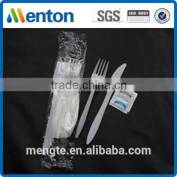 restaurant cutlery plastic fork knife with pepper and salt