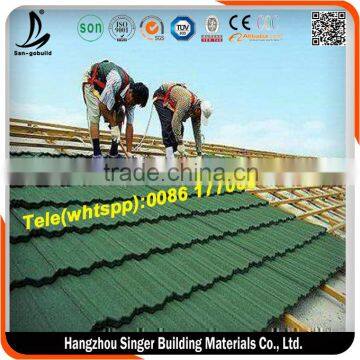 China villa building material colorful stone coated roofing sheet/roof tile