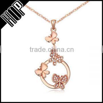 Best selling fashion metal gold plated crystal animal butterfly pendant