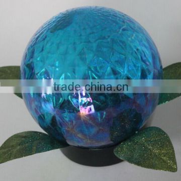 Wall and fence decorative leafy blue solar led crystal magic ball light outdoor