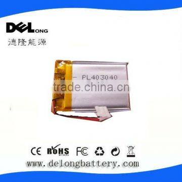 3.7v 043040 400mah lithium polymer battery for mp3/mp4