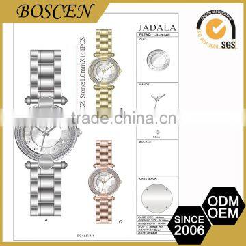 Fashion Style Custom Printed 5Atm Water Resistant Quartz Watch Stainless Steel Japan Movt