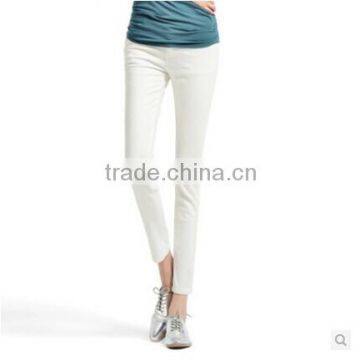 Fashion leisure long trousers denim cultivated woman apparel Guangzhou wholesale supplier