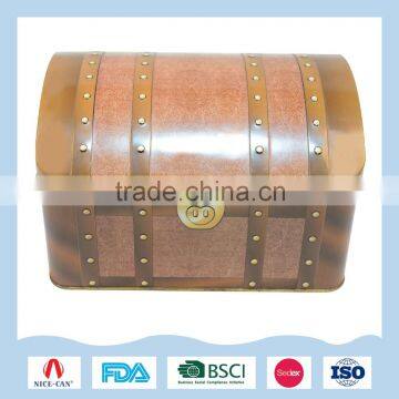 Large treasure chest shape tin box for jewelry packing