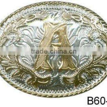 Silver with gold western buckle 4.0cm