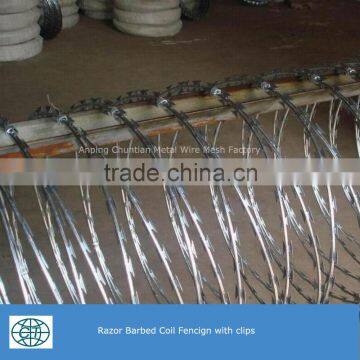 Low Price Hot Dipped Galvanized Razor Barbed Wire Coil For Fencing