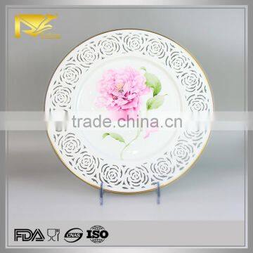 home decor D10'' ceramic rose die cut round kitchen plate stand, plate display stand, porcelain plate