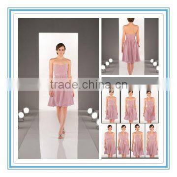 New Arrival Knee Length Convertible Bridesmaid Gown/Dress with Streamers Chiffon Sexy Bridesmaid Dresses 2015(SRLV-8471)