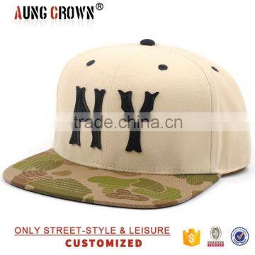 camo cheap snapback,camo brim snapback cap,6 panel flat bill snapback cap