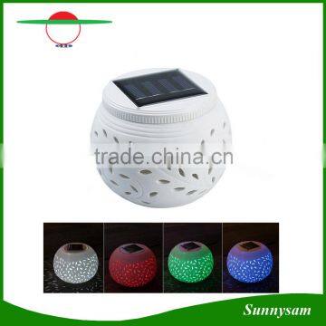 Color Changing Solar Powered Tablet Light Garden Decoration Lamp Ceramic LED Light