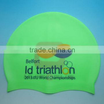 Fashionable Seepdo Quality Adult / Kid sizes customized logo printed funny silica waterproof swim cap 100%