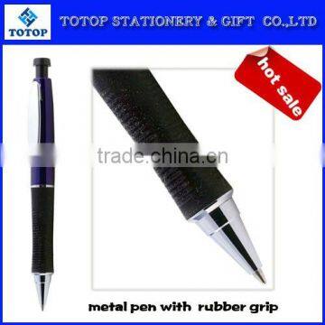 metal pen with rubber grip for promotional