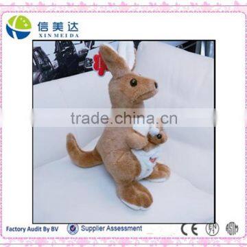 Hot custom toy plush, stuffed plush kangroo with a baby