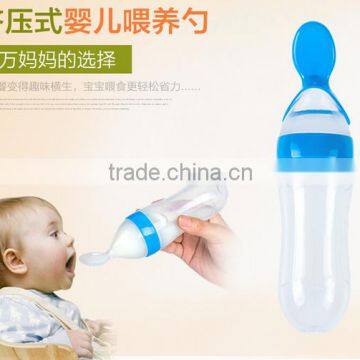 Silicone Extrusion Feeding Spoon Baby Rice Cereal Silicone Bottle Soft Silicone Spoon Cereal Feeder photo-3