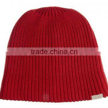 ribbed knit slouchy cotton beanie hat with applique logo patch