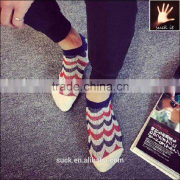 Men's Comfortable Soft Summer Retro Wave stripe Ankle Socks