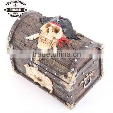 polyresin Pirate Skull Treasure Chest Trinket Box