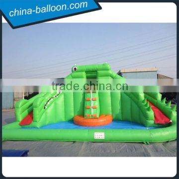 Green Inflatable Water Slide with Pool 7*4*3M Hot Sale