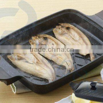 Arnest cookware kitchenware utensils aluminum alloy casting large meat fish frying pans grill pan glass lid set 76141