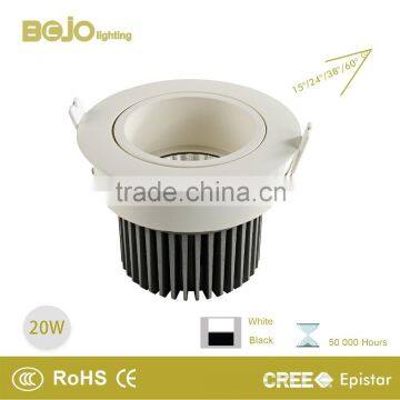 3 year warranty recessed cob led downlight with double reflector