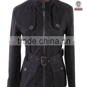 2014 new design black woman wool jacket with stand collar