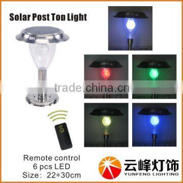 Hight LUMEN Stainless Steel LED Color Changing Solar Pillar Top Light With Remote Control Solar Deck Light photo-3