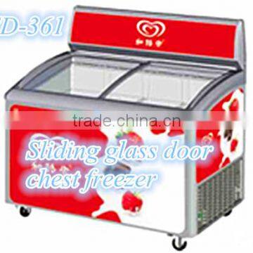 Single-temp Curved Glass Door Chest Freezer Sliding Glass Door Freezer photo-3