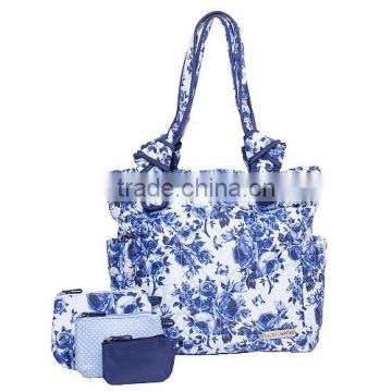 wholesale Quilted printing pattern cotton flower Tote Diaper Bag