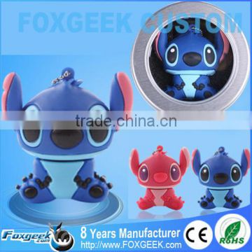 Stitch Japan Cartoon Themed PVC Usb Flash Drive Free Sample Logo,Custom Promotional Memory Stick with Metal Case