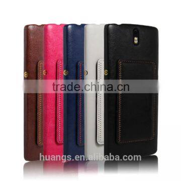 5 Colors Hybrid PU Leather Wallet Back Pouch Stand Case for Oneplus One Housing