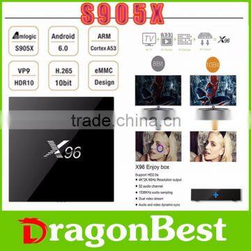 Dragonbest android 6.0 marshmallow tv box Amlogic S905X X96 Smart TV Box