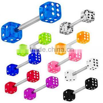 square dice non-piercing tongue ring body piercing jewelry